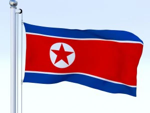 animated north korea flag 3D Model