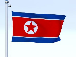 animated north korea flag 3D Model