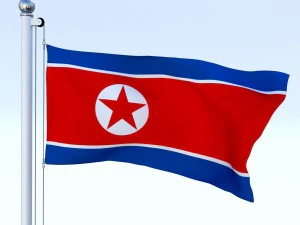 animated north korea flag 3D Model