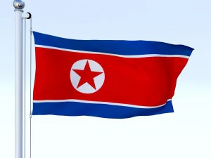 animated north korea flag 3D Model