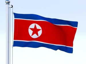 animated north korea flag 3D Model