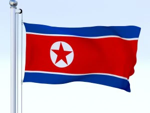 animated north korea flag 3D Model