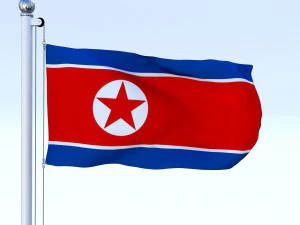 animated north korea flag 3D Model