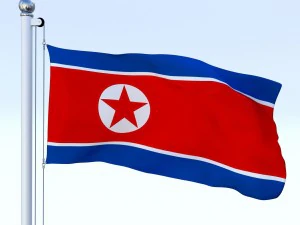 animated north korea flag 3D Model
