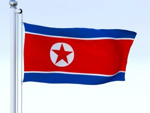 animated north korea flag 3D Model