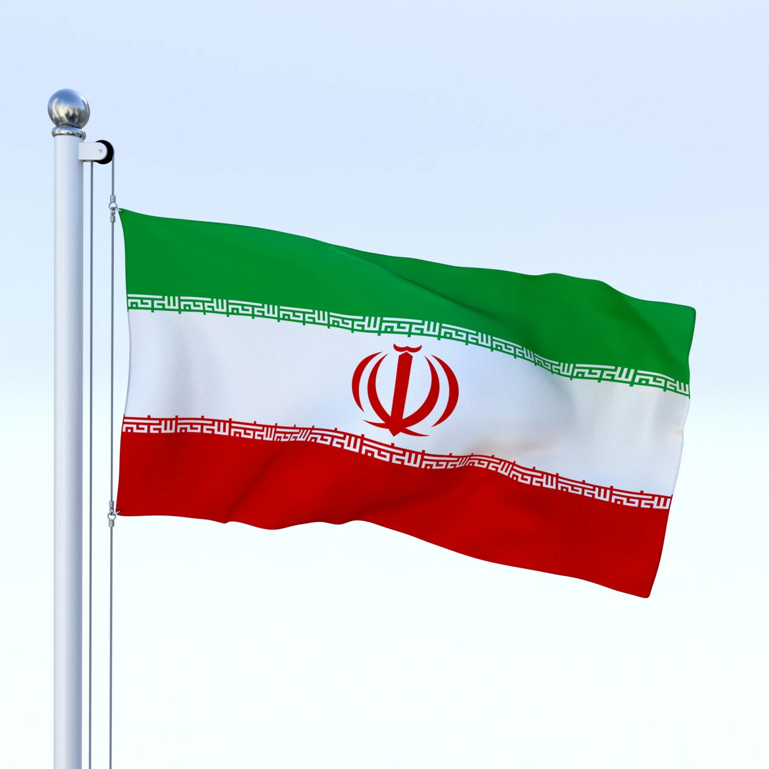 animated iran flag 3D Model .c4d .max .obj .3ds .fbx .stl .blend 