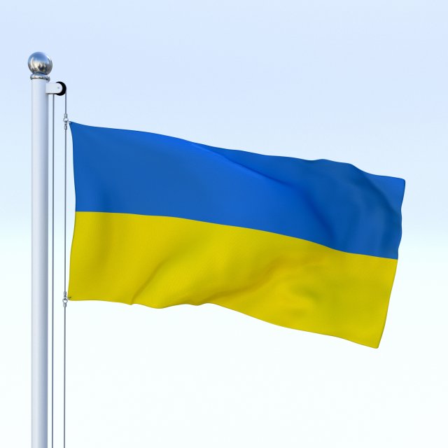 animated ukraine flag 3D Model .c4d .max .obj .3ds .fbx .stl .blend 