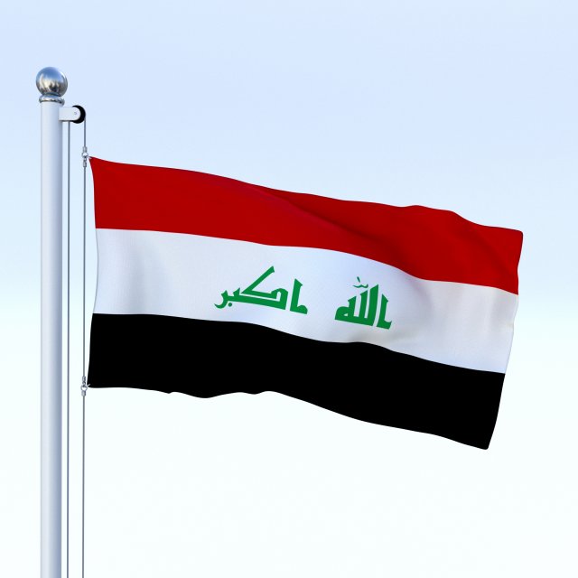 animated iraq flag 3D मॉडल .c4d .max .obj .3ds .fbx .stl .blend 