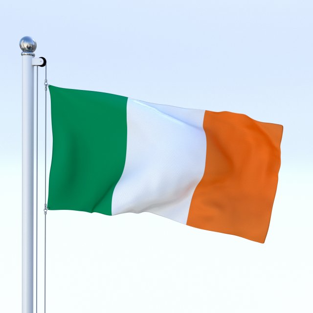 animated ireland flag 3D Model .c4d .max .obj .3ds .fbx .stl .blend 