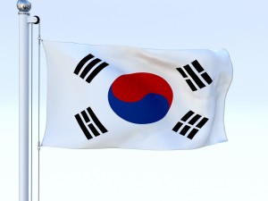 animated south korea flag Modello 3D
