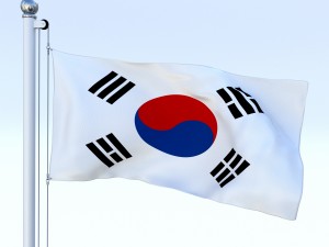 animated south korea flag Modello 3D