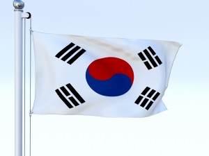 animated south korea flag Modello 3D