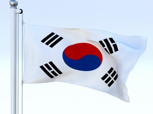 animated south korea flag Modello 3D
