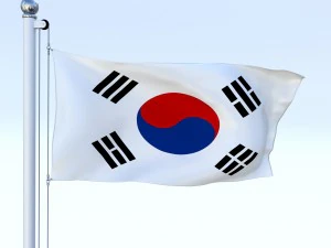 animated south korea flag 3D Model