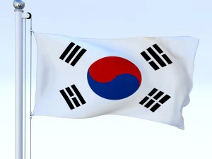 animated south korea flag 3D Model