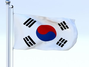 animated south korea flag Modello 3D