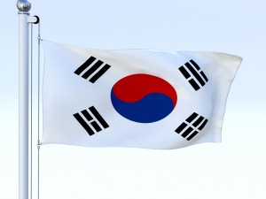 animated south korea flag Modello 3D