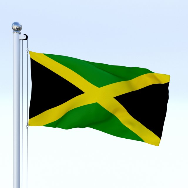 animated jamaica flag 3D Модель .c4d .max .obj .3ds .fbx .stl .blend 