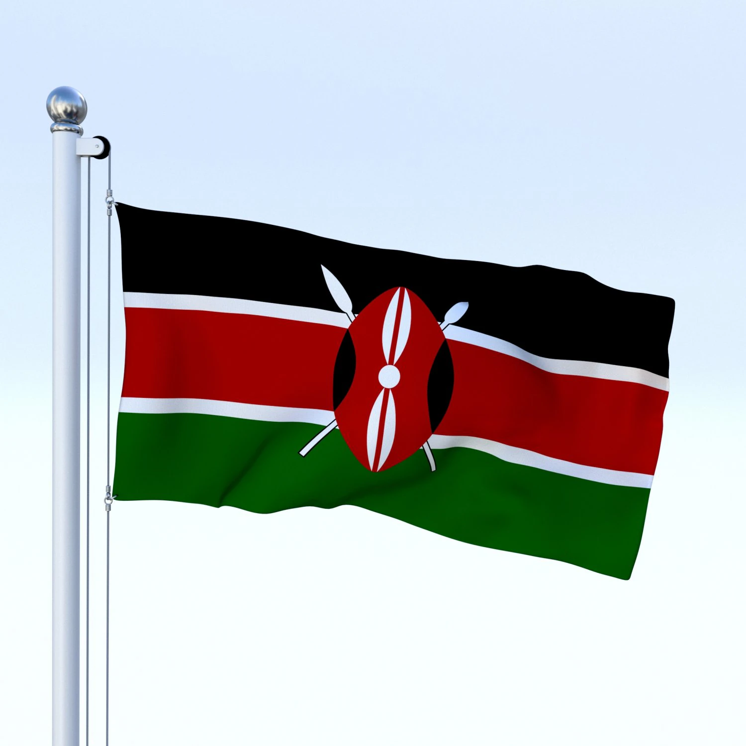 animated kenya flag 3D Model .c4d .max .obj .3ds .fbx .stl .blend 