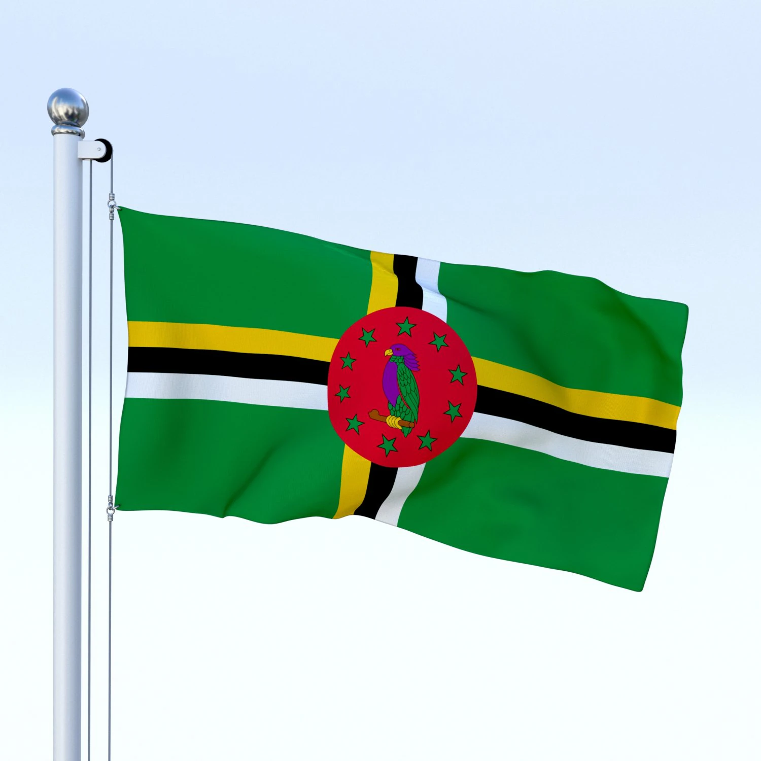 animated dominica flag 3D Model .c4d .max .obj .3ds .fbx .stl .blend 