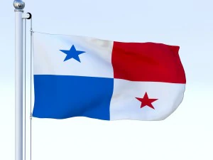animated panama flag 3D Model