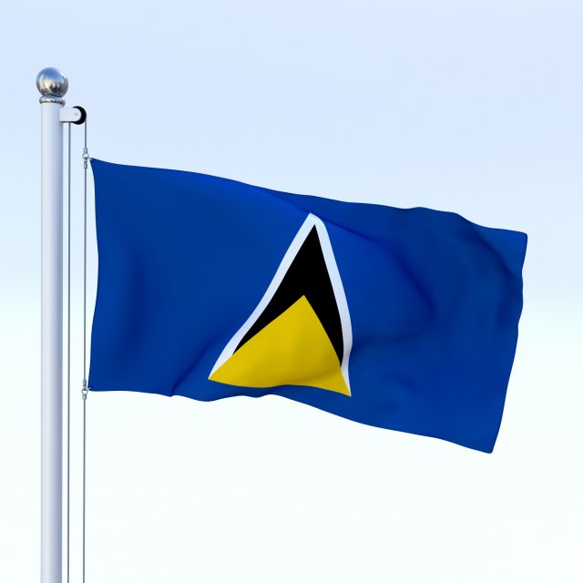 animated saint lucia flag 3Dモデル .c4d .max .obj .3ds .fbx .stl .blend 