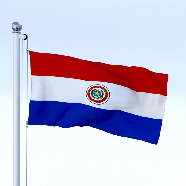 animated paraguay flag Modelo 3D .c4d .max .obj .3ds .fbx .stl .blend 