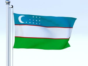 animated uzbekistan flag 3D Model