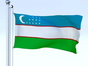 animated uzbekistan flag 3D Model