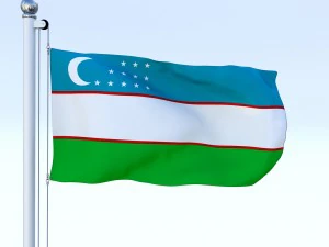 animated uzbekistan flag 3D Model