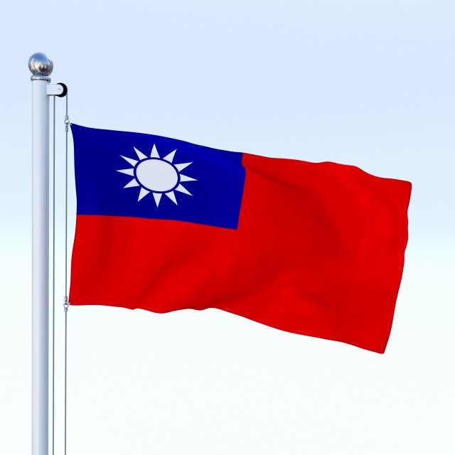 animated taiwan flag Model 3D .c4d .max .obj .3ds .fbx .stl .blend 