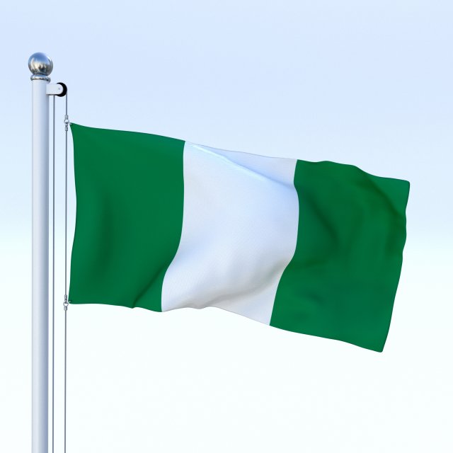 animated nigeria flag 3D Model .c4d .max .obj .3ds .fbx .stl .blend 