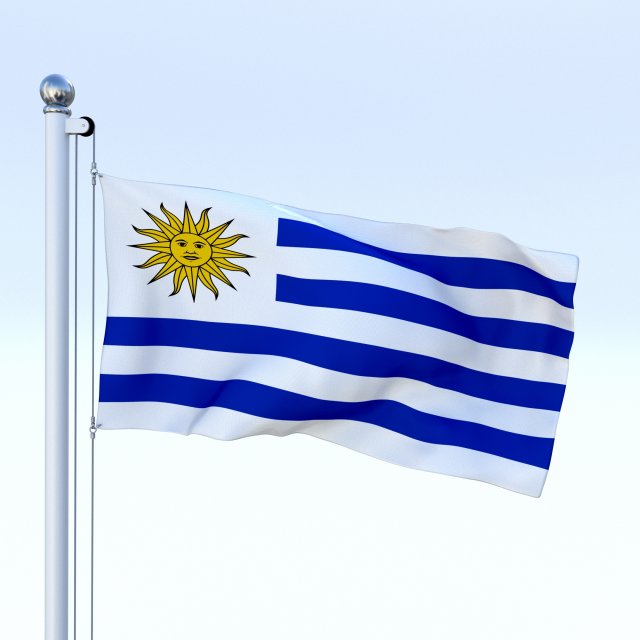 animated uruguay flag 3Dモデル .c4d .max .obj .3ds .fbx .stl .blend 