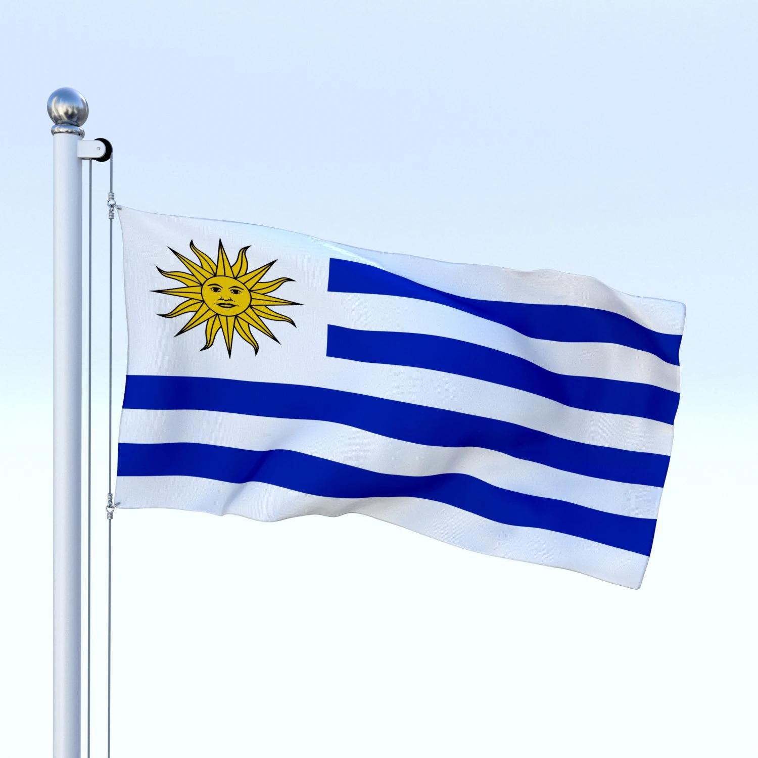 animated uruguay flag 3D Model .c4d .max .obj .3ds .fbx .stl .blend