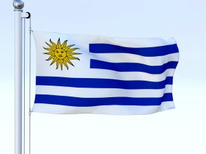animated uruguay flag 3D Model