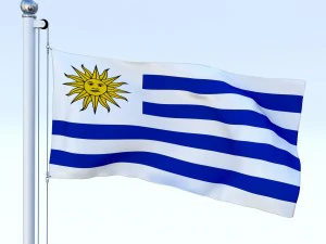 animated uruguay flag 3D Model