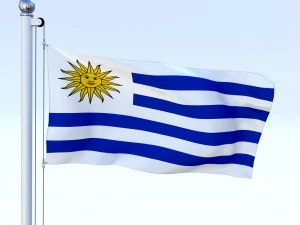 animated uruguay flag 3D Model