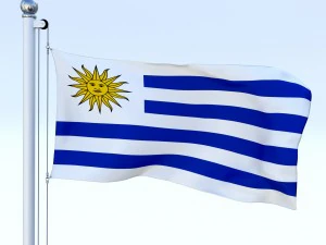 animated uruguay flag 3D Model