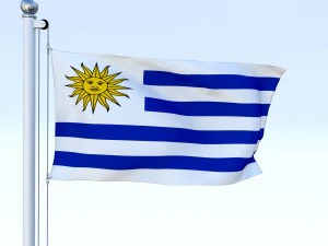 animated uruguay flag 3D Model