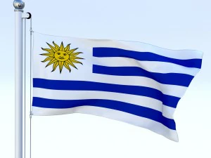 animated uruguay flag 3D Model