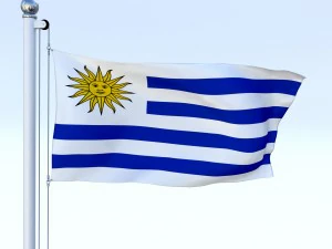 animated uruguay flag 3D Model