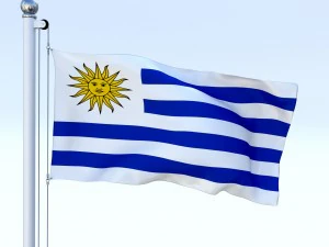 animated uruguay flag 3D Model