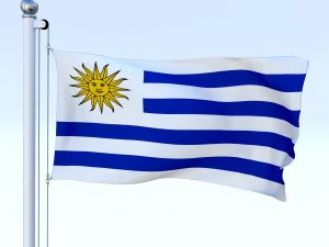 animated uruguay flag 3D Model