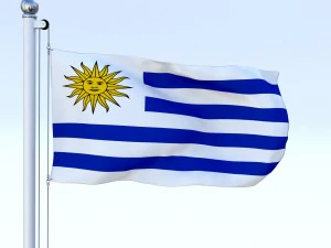 animated uruguay flag 3D Model