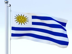 animated uruguay flag 3D Model