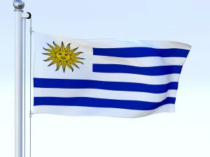 animated uruguay flag 3D Model