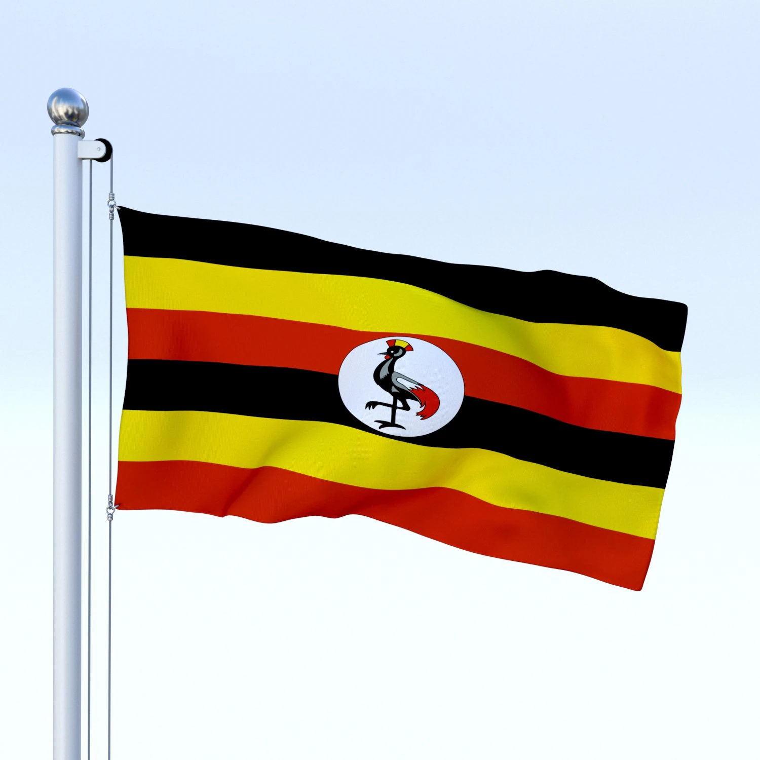 animated uganda flag 3D Model .c4d .max .obj .3ds .fbx .stl .blend 
