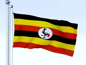 animated uganda flag 3D Model