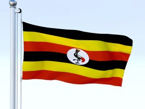 animated uganda flag 3D Model