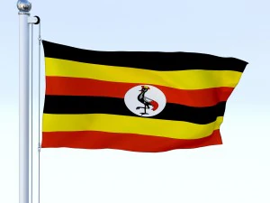 animated uganda flag 3D Model
